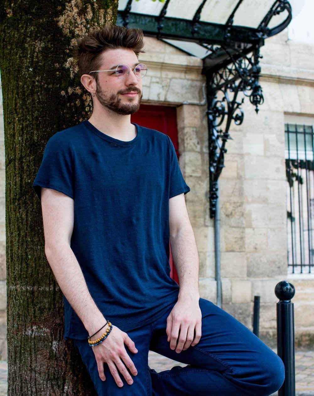 Tee-shirt en lin et coton Homme Ma.f marron fonce - BURTON of London